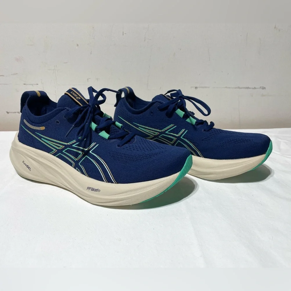 ASICS Womens Gel-Nimbus 26 Size 9 Blue Expanse Aurora Green 1012B601-400 - Picture 6 of 16